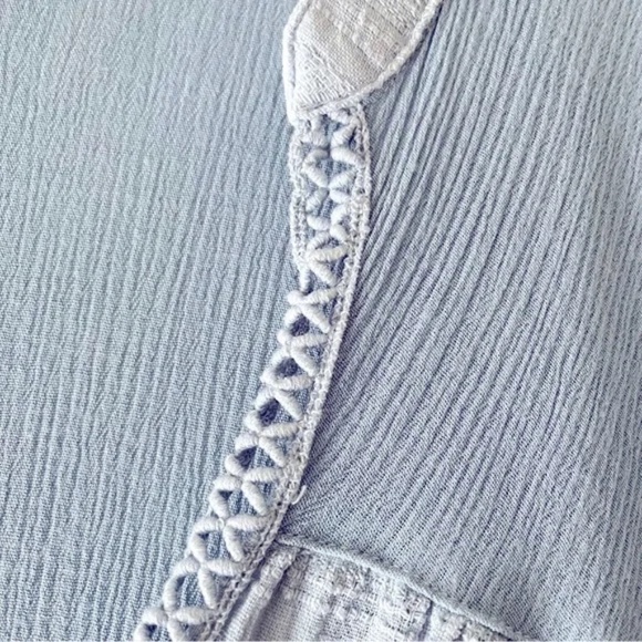 Ecote | Blue Ombré Cotton Gauze Oversized V-Neck Top, M/L - Picture 7 of 9